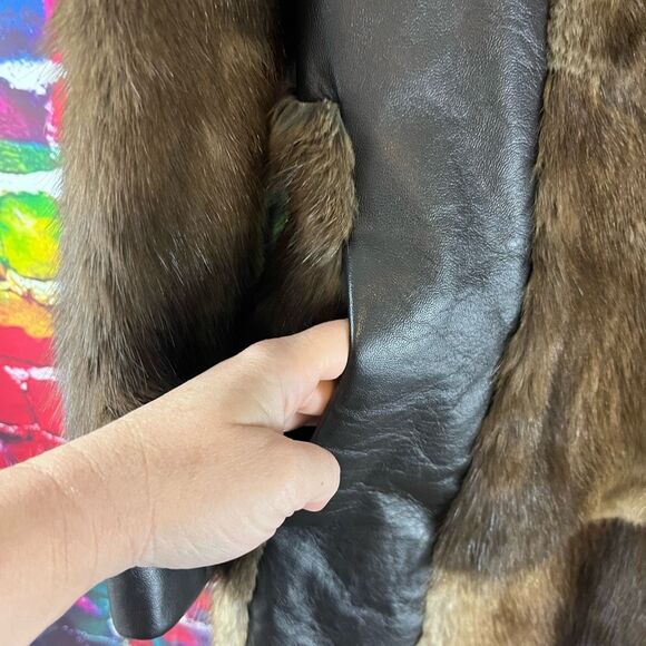 Vintage CIMA Canadian Indian Mink Art Fur Leather Patchwork Coat Medium Large - Picture 5 of 10